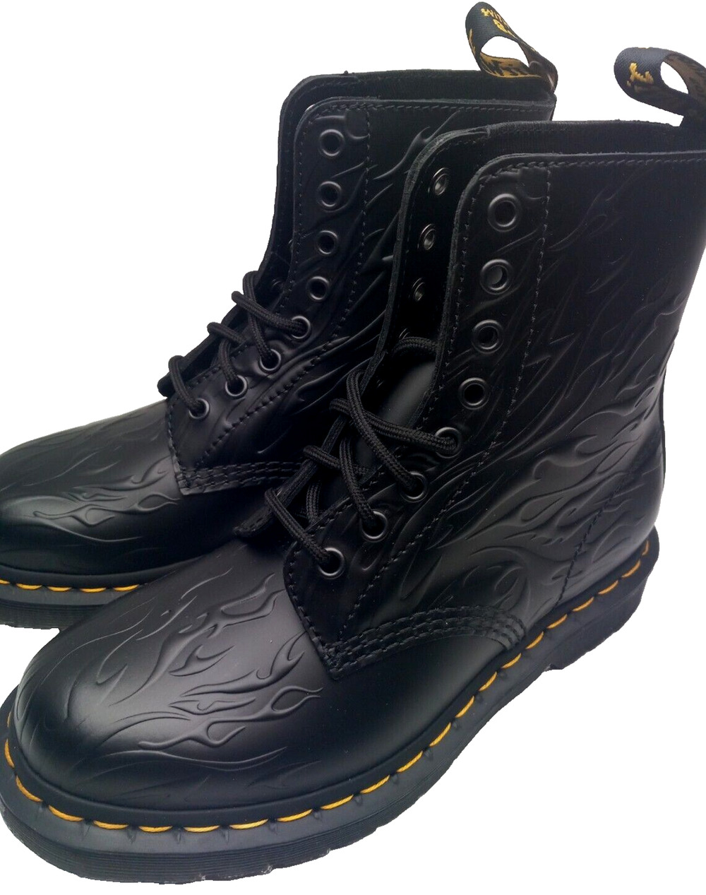 Dr. Martens 1460 Flames Emboss Smooth Leather Lace Boots Womens Sz 6